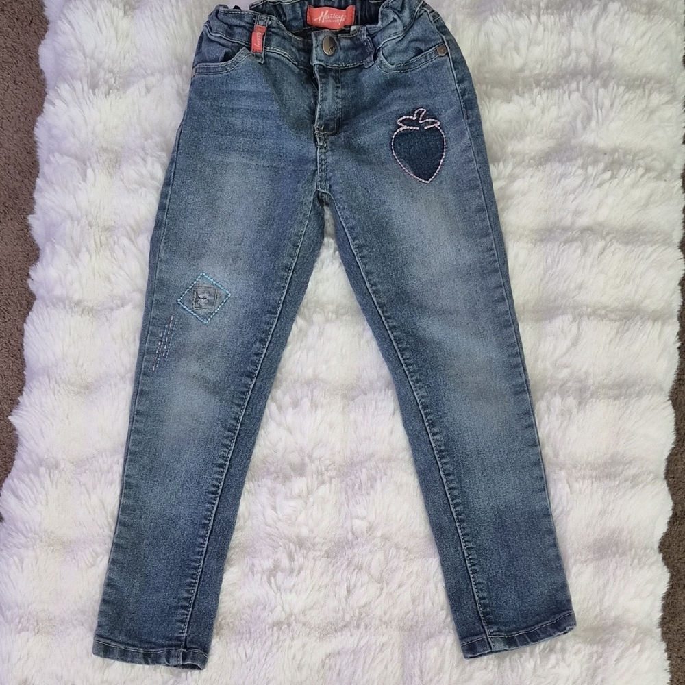Denim Kids Jeans with Strawberry Patch - Blue